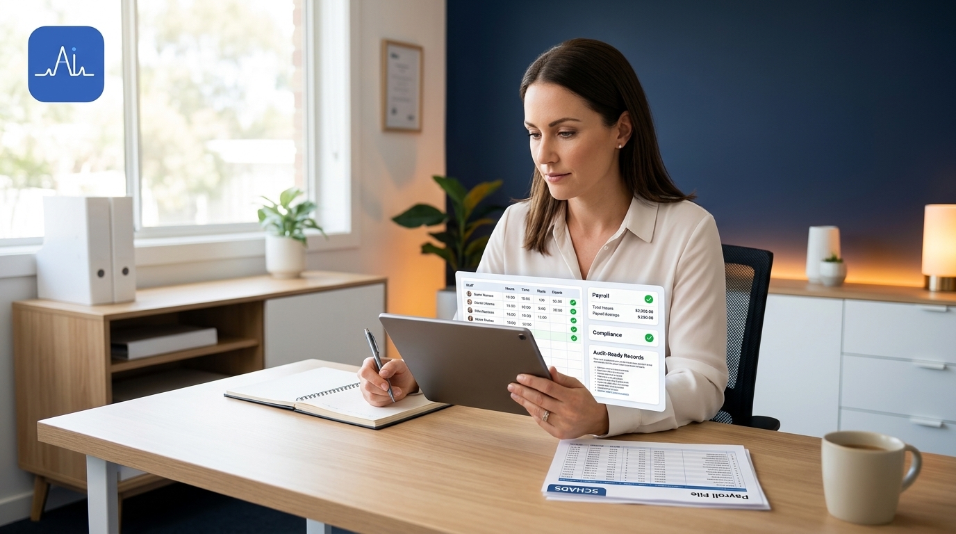 NDIS provider checking SCHADS payroll records for an audit